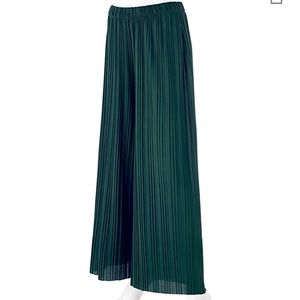 Pleated emerald green palazzo pants high waisted women’s S/M